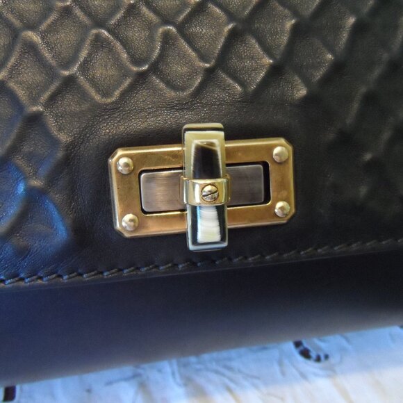 Lanvin Black Quilted/Smooth Leather Shoulder Bag w/ Gunmetal Chain Detail - Picture 7 of 16